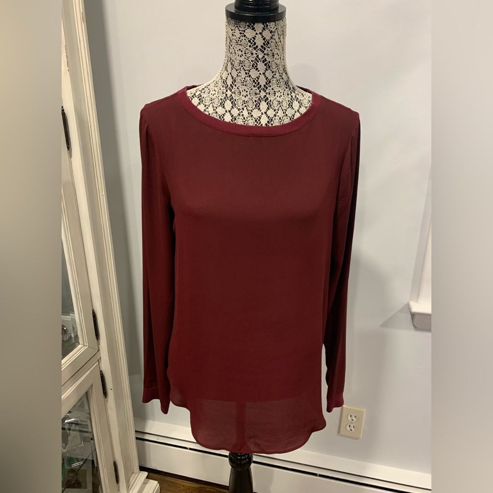 Lou & Grey Burgundy Blouse with Long Sleeves
